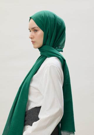 Thin Cotton Voile Hijab Forest Green