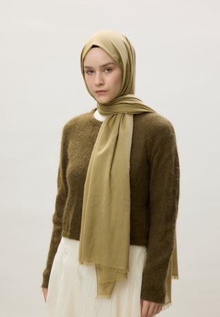 İNCE PAMUK VUAL ŞAL PUSLU YEŞİL