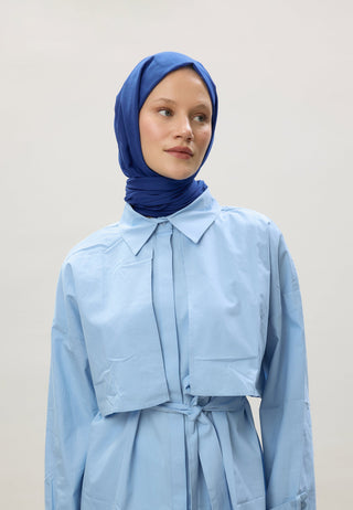 İNCE PAMUK VUAL ŞAL SAKS MAVİSİ