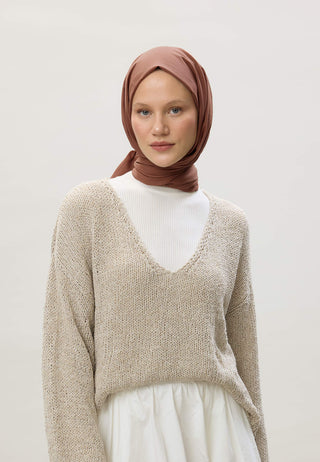 İNCE PAMUK VUAL ŞAL SICAK KAHVE