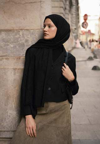 İNCE PAMUK VUAL ŞAL SİYAH