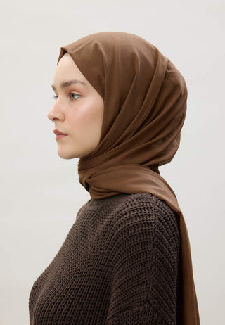 Thin Cotton Voile Hijab Latte Brown