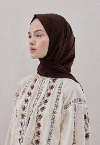 Medina Silk Hijab Deep Brown