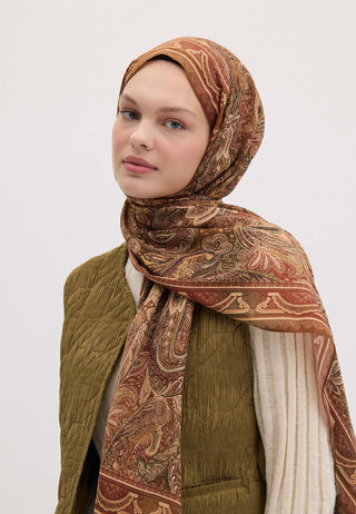 Amora Patterned Hijab Cinnamon