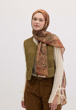 Amora Patterned Hijab Cinnamon