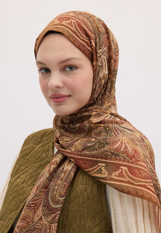 Amora Patterned Hijab Cinnamon