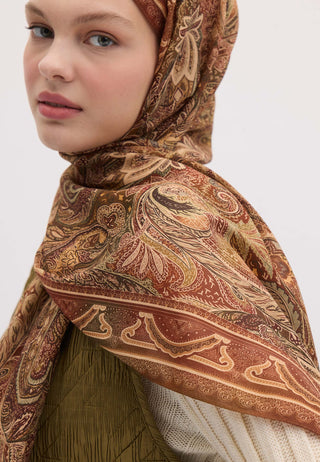 Amora Patterned Hijab Cinnamon