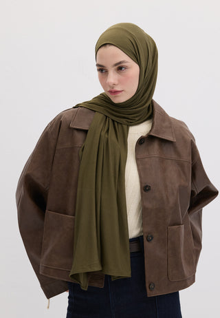 Bamboo Jersey Hijab Military Khaki