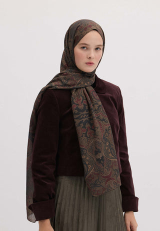 ETNIC PAISLEY DESEN ŞAL KOYU KAHVE