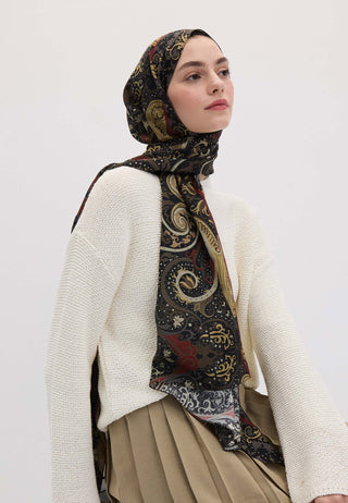 ETNIC PAISLEY DESEN ŞAL SİYAH