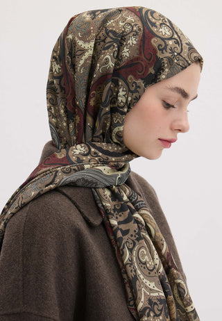 ETNIC PAISLEY DESEN ŞAL TOZLU KAHVE