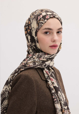 Floral Paisley Patterned Hijab Anthracite