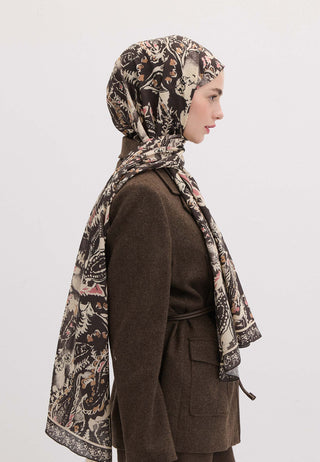 Floral Paisley Patterned Hijab Anthracite