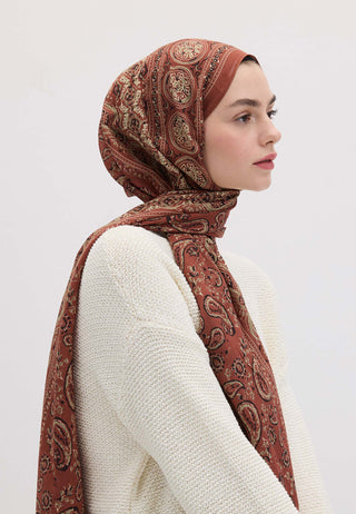 Irene Patterned Hijab Terracotta