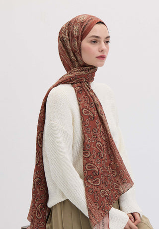 Irene Patterned Hijab Terracotta