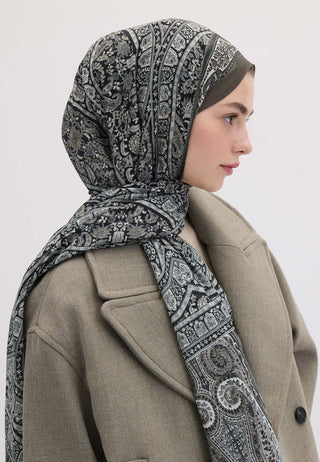Nordic Paisley Patterned Hijab Anthracite