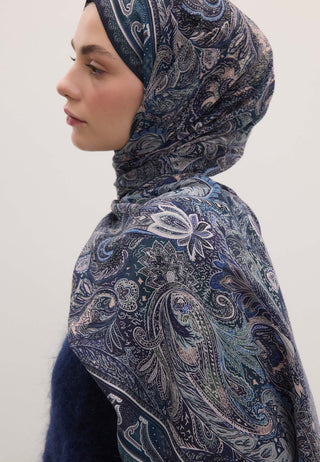 AMORA DESEN ŞAL MAVİ