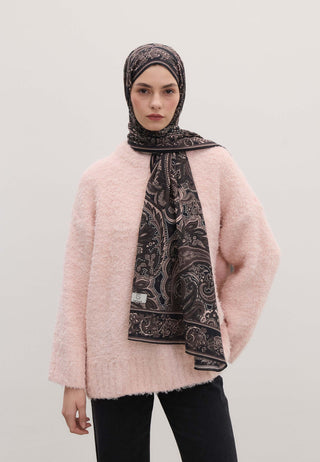 Dark Vintage Patterned Hijab Cocoa
