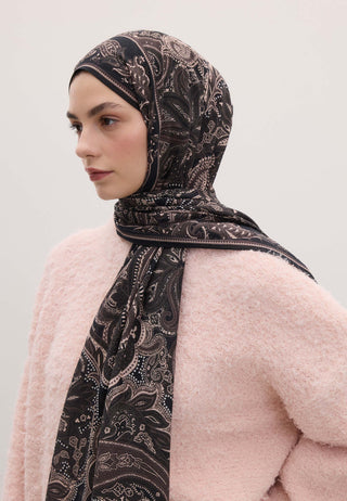 Dark Vintage Patterned Hijab Cocoa
