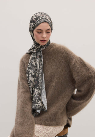 Floral Paisley Patterned Hijab Smoke
