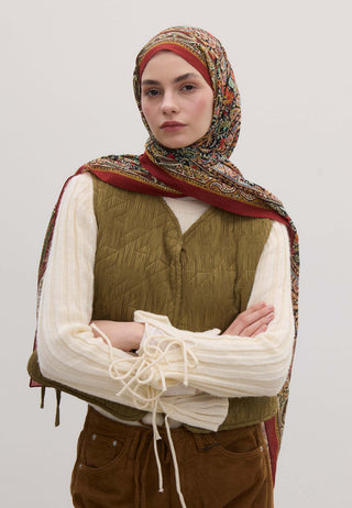 NORDIC PAISLEY DESEN ŞAL KIRMIZI