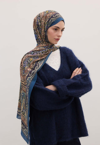 NORDIC PAISLEY DESEN ŞAL MAVİ