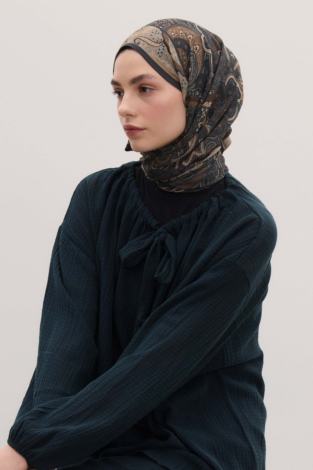 Modal Silk Blend Bohemian Breeze Reina Shawl Hijab - Black