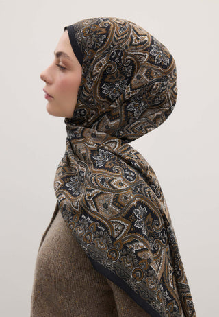 Vintage Echo Patterned Hijab Nude