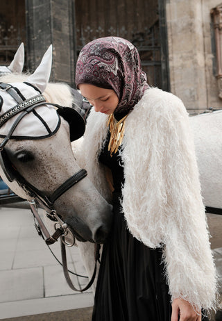 Vintage Echo Patterned Hijab Damson Purple