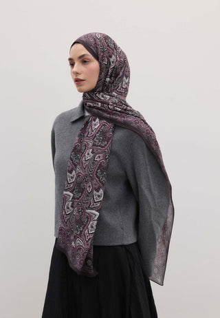 Vintage Echo Patterned Hijab Damson Purple