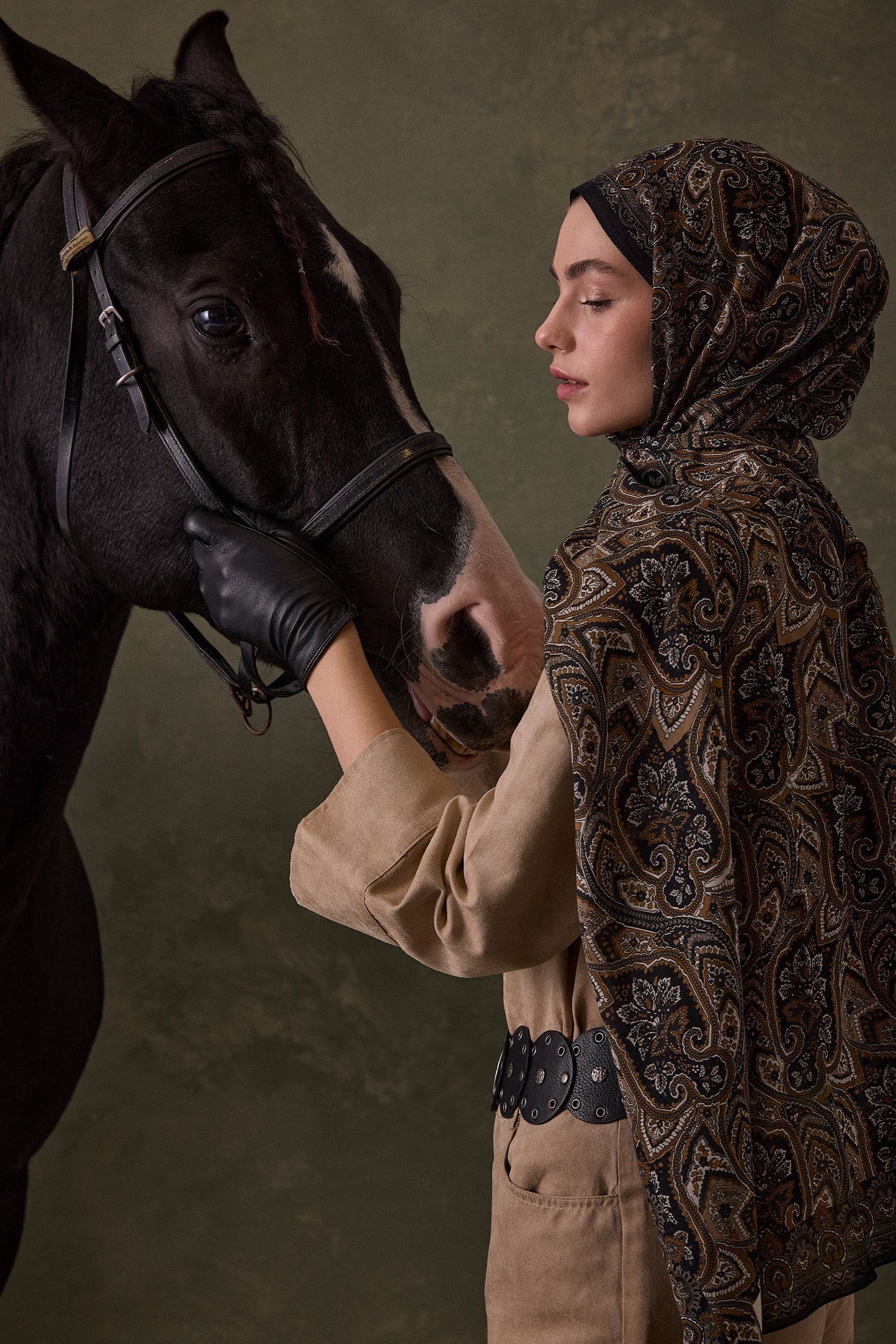 Modal Silk Blend Bohemian Breeze Nordic Shawl Hijab - Brown