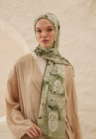 Linda Patterned Rami Hijab Pistachio