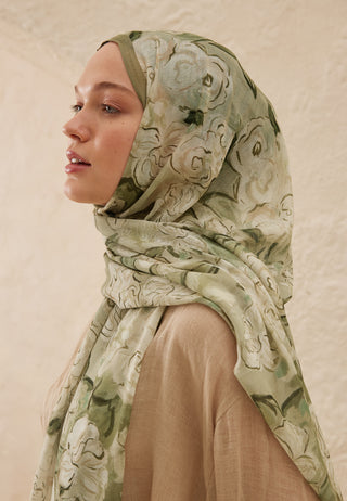 Linda Patterned Rami Hijab Pistachio