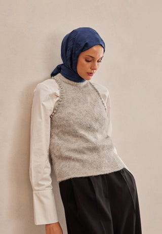 Houndstooth Jacquard Hijab Midnight Blue