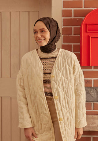 Houndstooth Jacquard Hijab Deep Brown