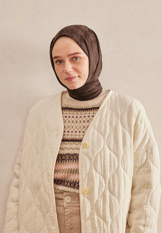 Houndstooth Jacquard Hijab Deep Brown