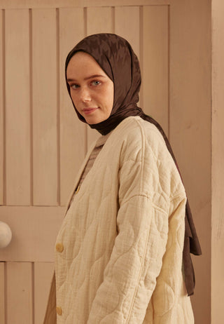 Houndstooth Jacquard Hijab Deep Brown