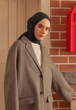 Houndstooth Jacquard Hijab Anthracite