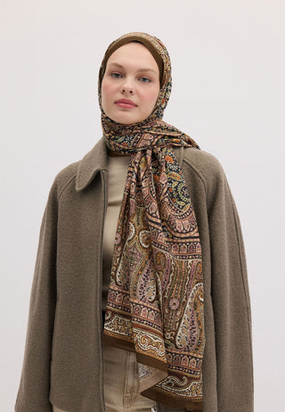 NORDIC PAISLEY DESEN ŞAL CAMEL