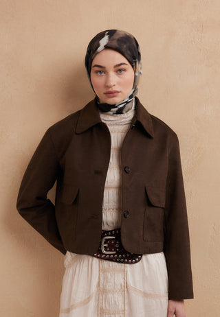 TIE DYE DESEN PAMUK İPEK EŞARP SİYAH