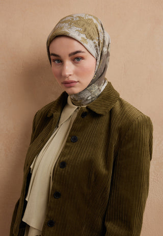 SIENNA DESEN PAMUK İPEK EŞARP YAĞ YEŞİLİ