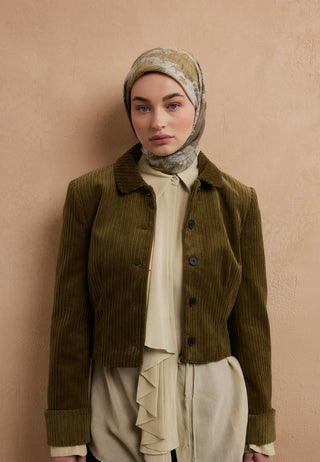 SIENNA DESEN PAMUK İPEK EŞARP YAĞ YEŞİLİ