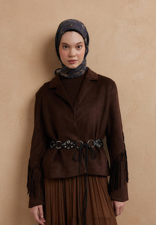 SIARA DESEN PAMUK İPEK EŞARP İNDİGO