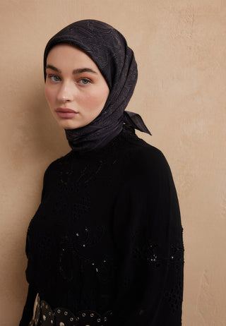 REINA DESEN PAMUK İPEK EŞARP SİYAH