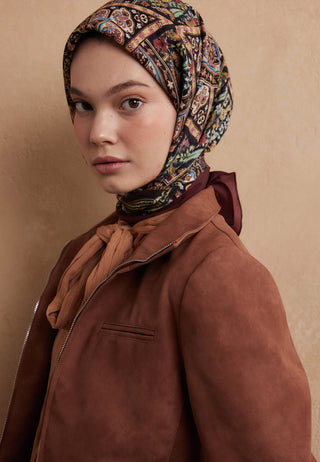 NORDIC PAISLEY DESEN PAMUK İPEK EŞARP BAKIR