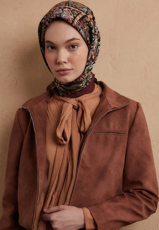 NORDIC PAISLEY DESEN PAMUK İPEK EŞARP BAKIR