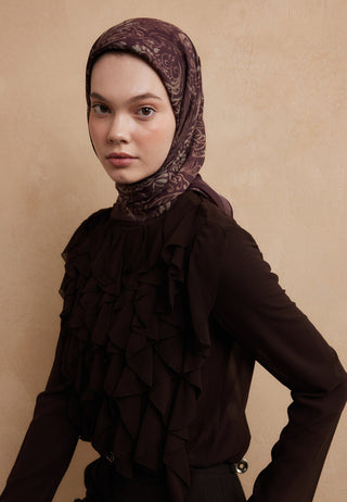 FRESSIA DESEN PAMUK İPEK EŞARP ERİK ÇÜRÜĞÜ