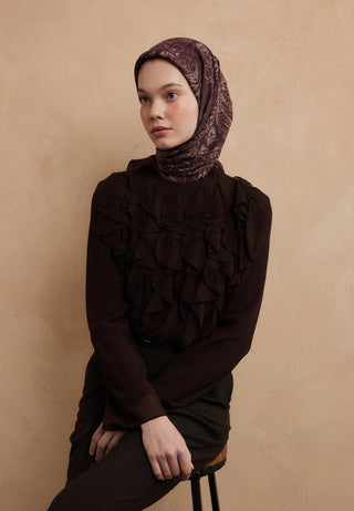 FRESSIA DESEN PAMUK İPEK EŞARP ERİK ÇÜRÜĞÜ