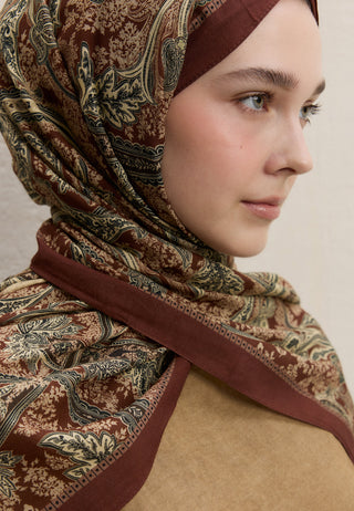 Dark Bohemian Patterned Hijab Terracotta