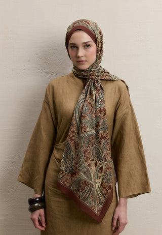Dark Bohemian Patterned Hijab Terracotta